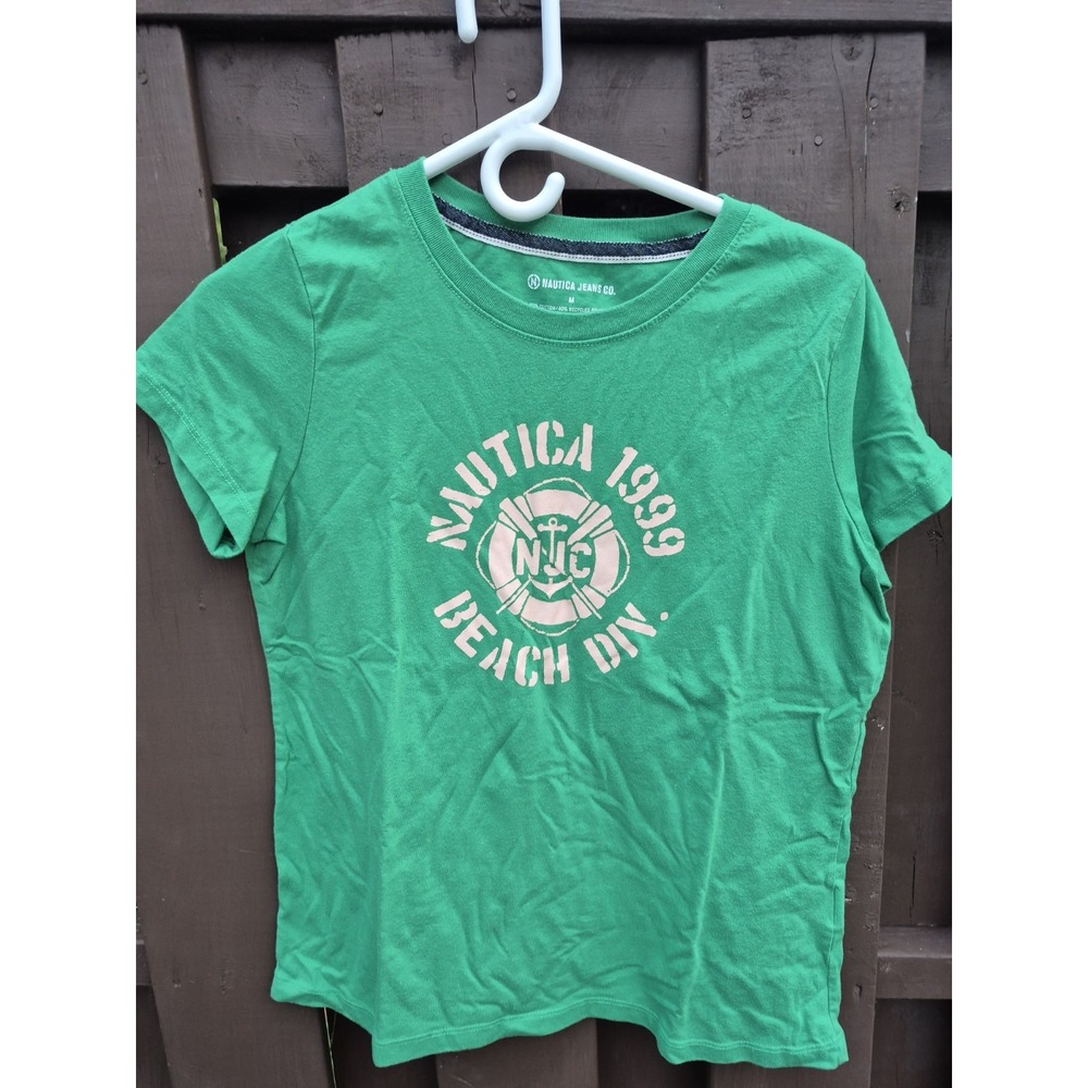 Nautica Womens Top Size‎ M Green Short Sleeve Round Neck Casual Pullover Shirt